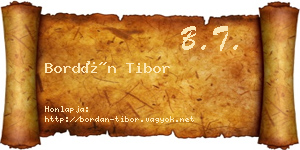 Bordán Tibor névjegykártya